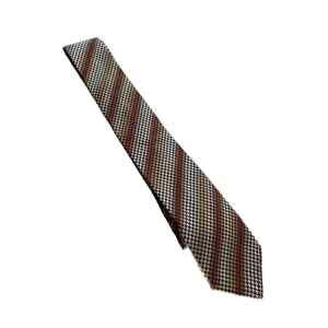 Missoni vintage 100% silk brown silver gold geometric checkered houndstooth tie